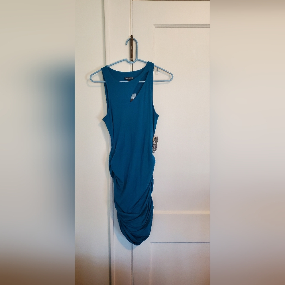 Express Rouches Asymmetrical Cutout Dress